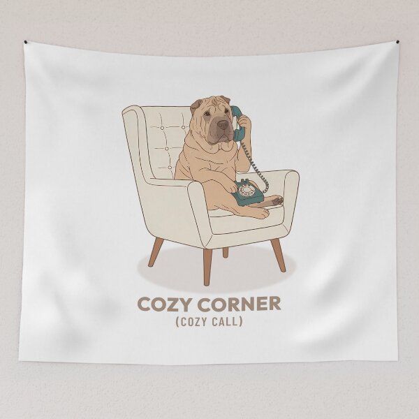 Item preview, Cozy Shar Pei Talking on Phone Vintage Aesthetic designed and sold by COZY VINTAGE animal.