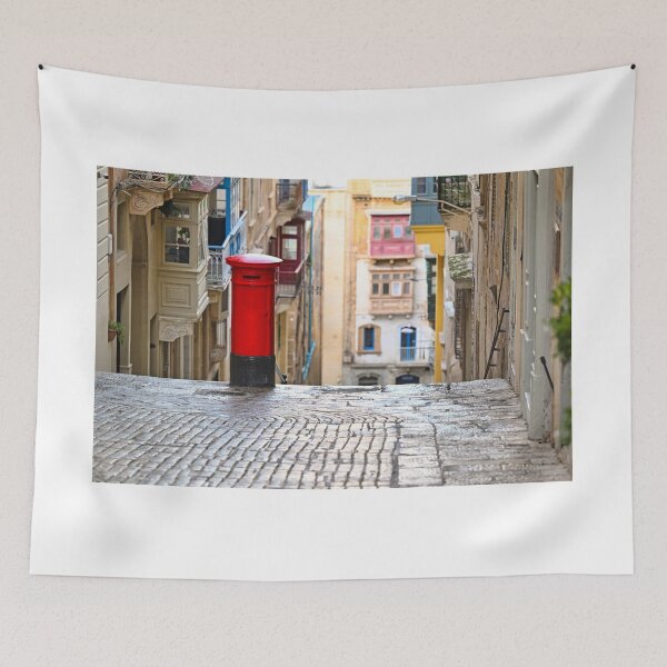 Item preview, Iconic Red British Pillar Box on a Narrow Steep Street in Valletta Malta designed and sold by goceris.