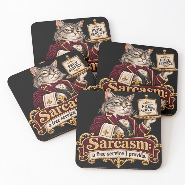 Item preview, Funny Sarcastic Cat Quote Embroidered “Free Service” Design designed and sold by Emoji Emblems.