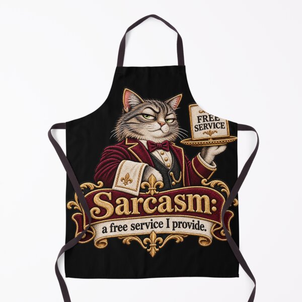Item preview, Funny Sarcastic Cat Quote Embroidered “Free Service” Design designed and sold by Emoji Emblems.