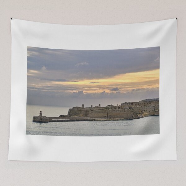 Item preview, Historic Fort Ricasoli and Lighthouse at Grand Harbour Entrance in Malta at Sunset designed and sold by goceris.