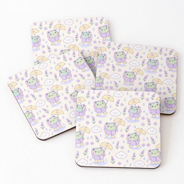 Item preview, Kawaii Frog Lavender Raincoat Pattern designed and sold by Soft Berry Studio.