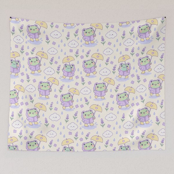Item preview, Kawaii Frog Lavender Raincoat Pattern designed and sold by Soft Berry Studio.