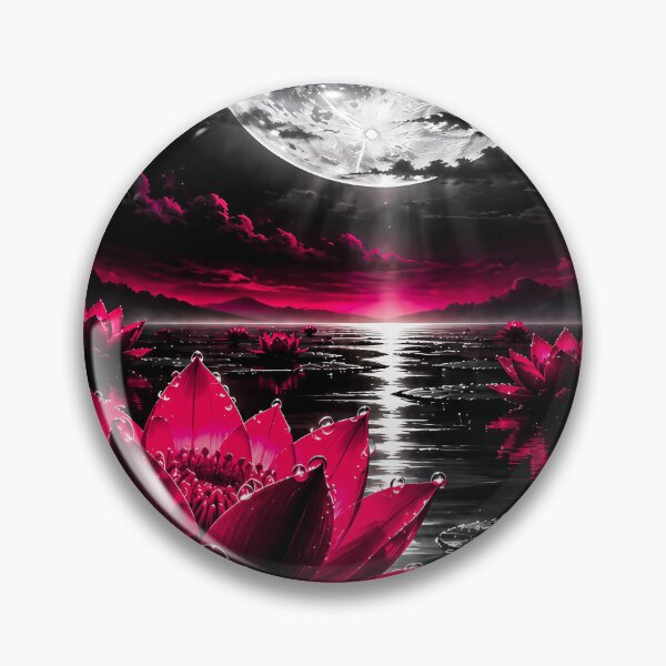 Item preview, Glowing Crimson Lotus Under Luminous Full Moon    designed and sold by Faissal Thomass.