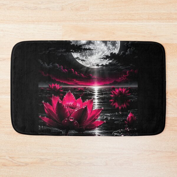 Item preview, Glowing Crimson Lotus Under Luminous Full Moon    designed and sold by Faissal Thomass.
