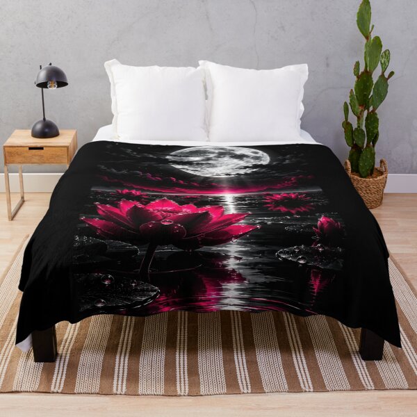 Item preview, Glowing Crimson Lotus Under Luminous Full Moon    designed and sold by Faissal Thomass.
