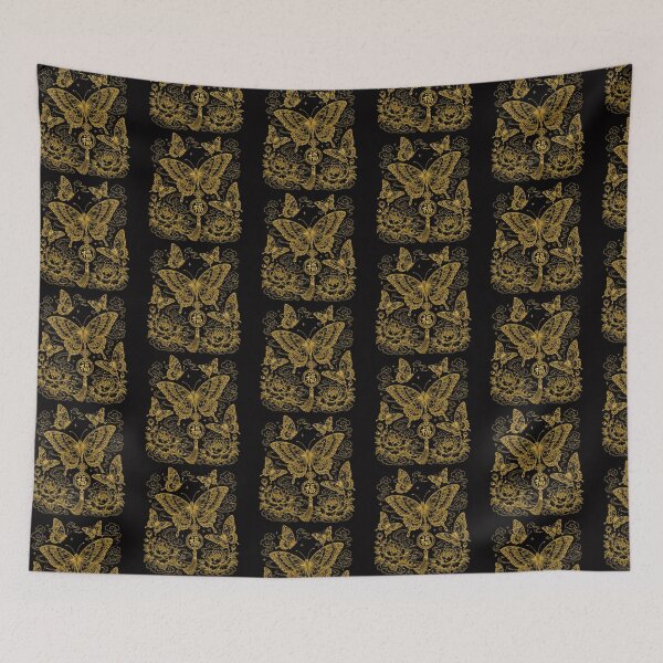 Item preview, Golden Chinese Butterfly Peony Auspicious Line Art designed and sold by Soluna Studio.