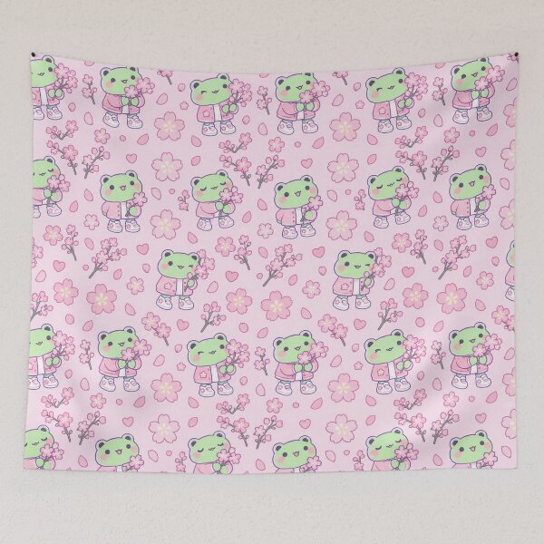 Item preview, Kawaii Frog Cherry Blossom Sneakers Pattern designed and sold by Soft Berry Studio.