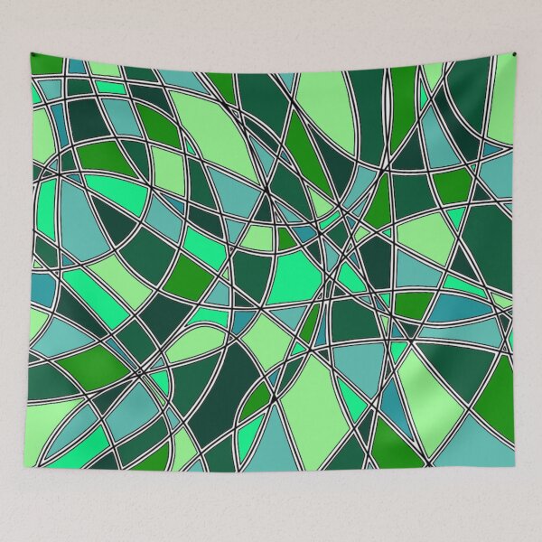 Item preview, Abstract Symphony of Curved Lines and Cool Green Tones designed and sold by FioreDiCiliegio.