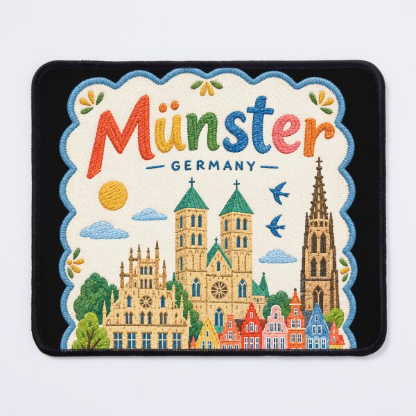 Item preview, Münster Germany Embroidered Folk Art Travel Illustration designed and sold by Witsprings.