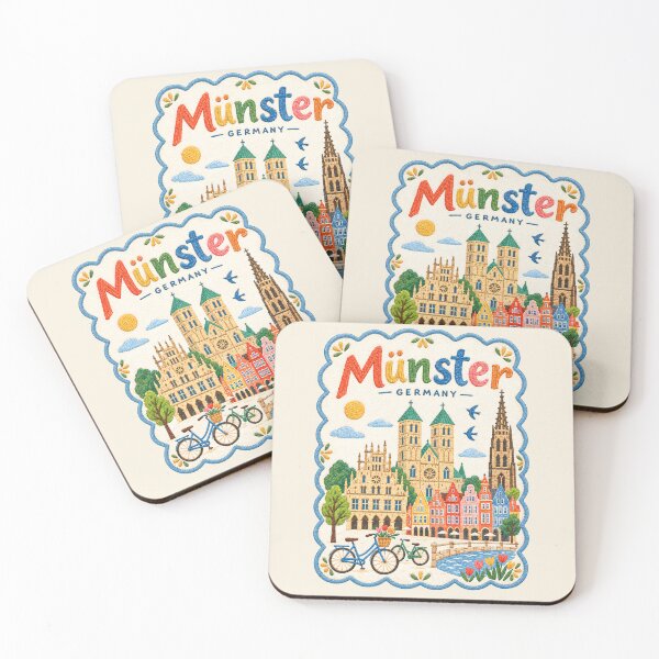 Item preview, Münster Germany Embroidered Folk Art Travel Illustration designed and sold by Witsprings.