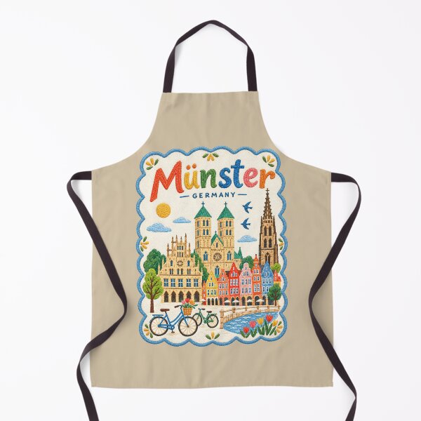Item preview, Münster Germany Embroidered Folk Art Travel Illustration designed and sold by Witsprings.