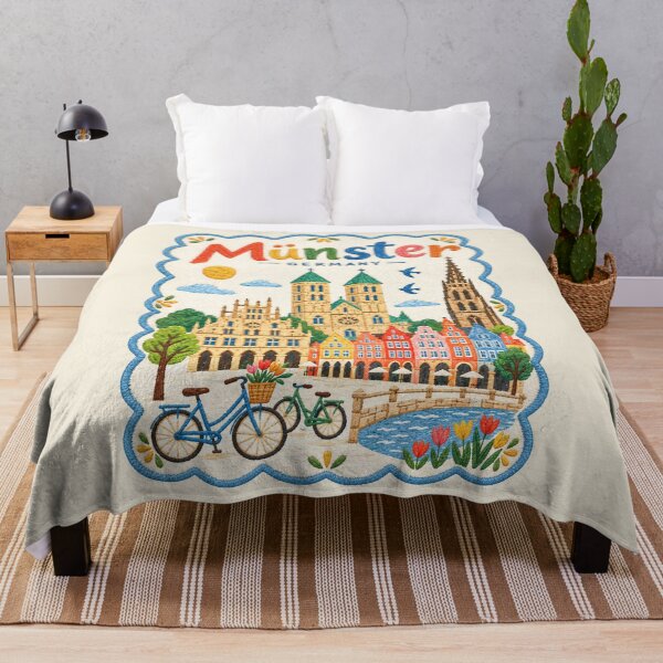 Item preview, Münster Germany Embroidered Folk Art Travel Illustration designed and sold by Witsprings.