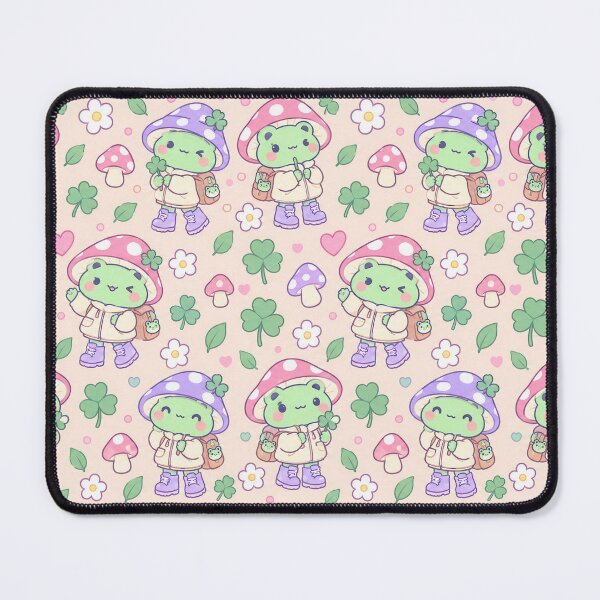 Item preview, Kawaii Frog Mushroom Explorer Pattern designed and sold by Soft Berry Studio.