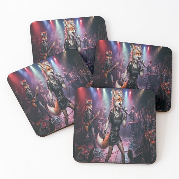 Item preview, Rock Band Fox Vocalist and Musician Animals Fantasy Art designed and sold by AfresStudio.