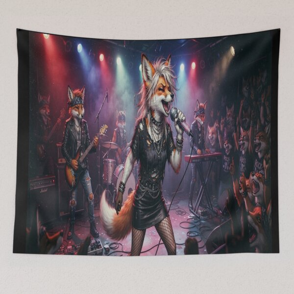 Item preview, Rock Band Fox Vocalist and Musician Animals Fantasy Art designed and sold by AfresStudio.