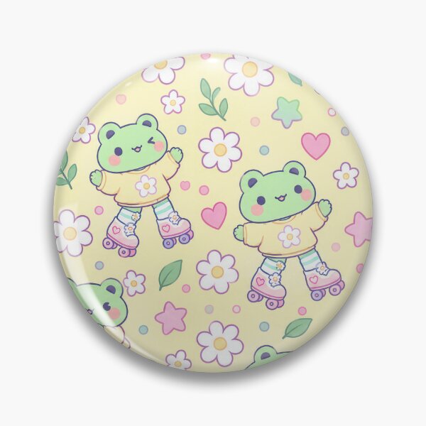Item preview, Kawaii Frog Daisy Roller Skates Pattern designed and sold by Soft Berry Studio.