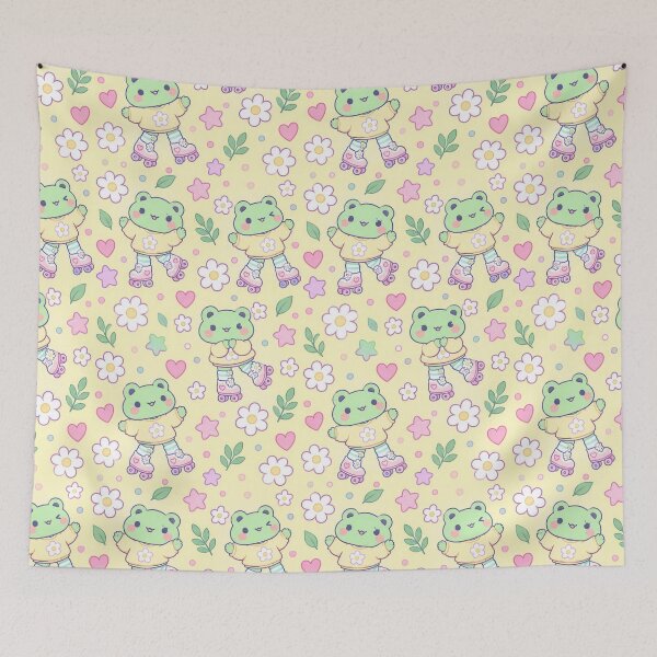 Item preview, Kawaii Frog Daisy Roller Skates Pattern designed and sold by Soft Berry Studio.