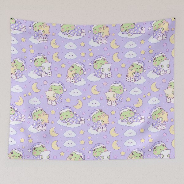 Item preview, Kawaii Frog Starry Pajama Party Pastel Pattern designed and sold by Soft Berry Studio.