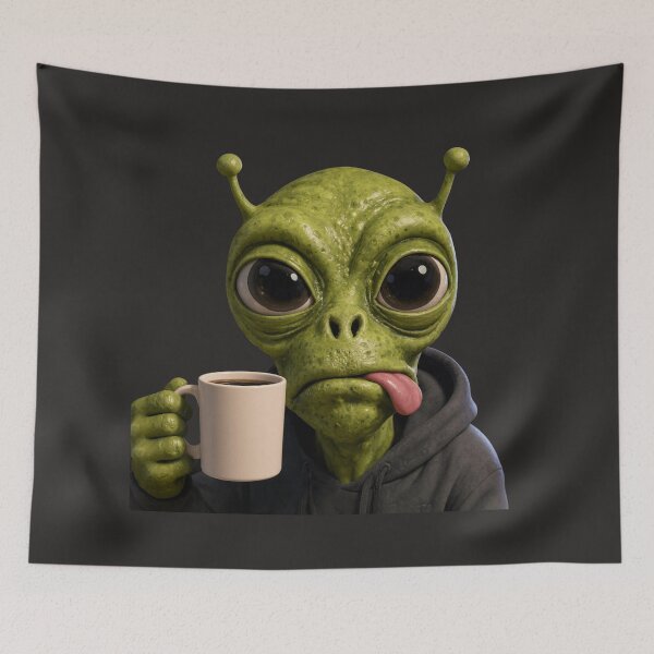 Item preview, Funny Alien Morning Coffee Mood designed and sold by charmaroundyou.