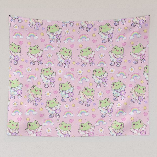 Item preview, Kawaii Frog Rainbow Flower Hoodie Pattern designed and sold by Soft Berry Studio.
