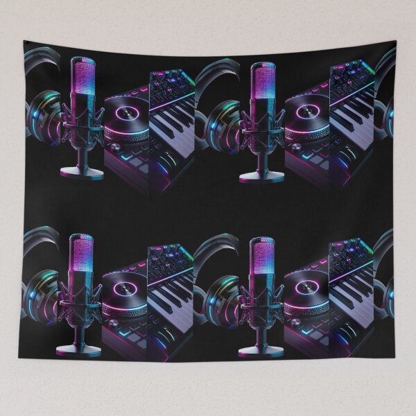Item preview, Cyberpunk Neon DJ Studio Gear Vertical Panel designed and sold by LazyDayzCo.