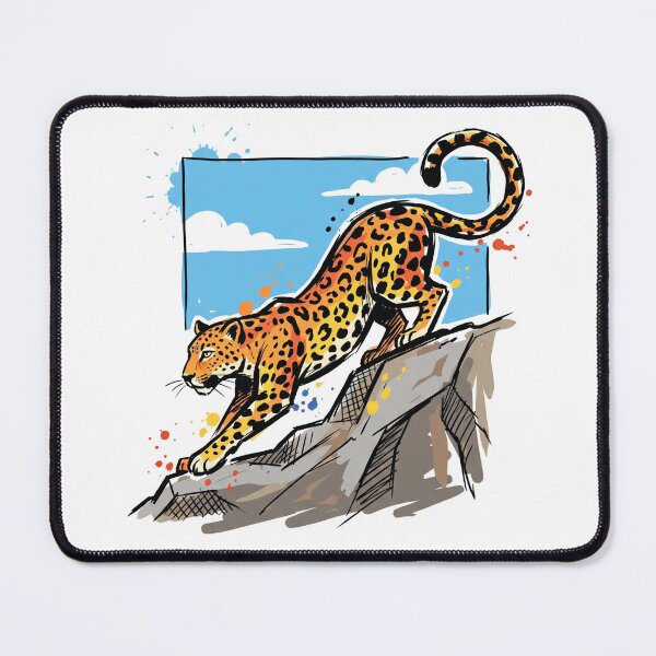 Item preview, Leopard Stretching Rock Sky Wildlife Art Print designed and sold by Merch by Das Design Studio.