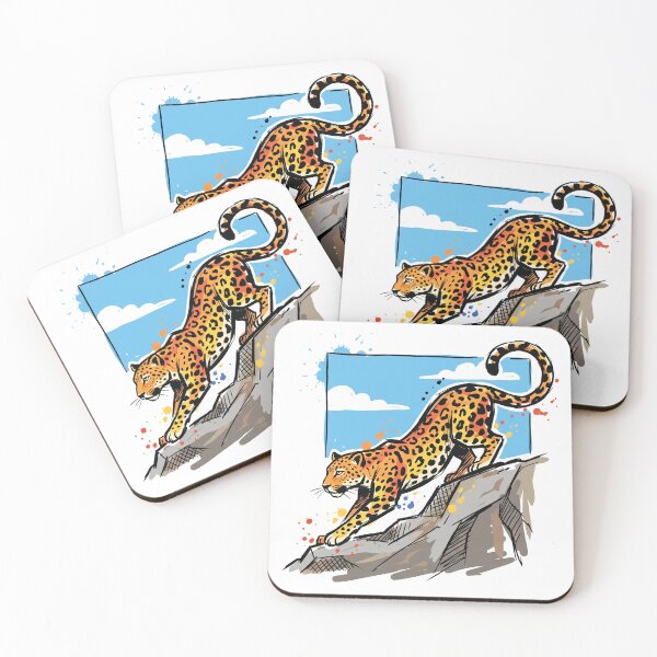 Item preview, Leopard Stretching Rock Sky Wildlife Art Print designed and sold by Merch by Das Design Studio.