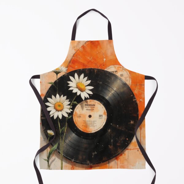 Item preview, Orange & Black Vinyl Records with Daisies | Watercolor Music Art designed and sold by PeacefulD-signs.