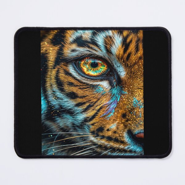 Item preview, Tiger Eye Neon Flame - Half Face Animal Artwork designed and sold by KingofHearts25.