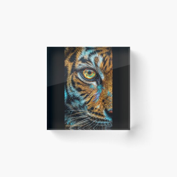 Item preview, Tiger Eye Neon Flame - Half Face Animal Artwork designed and sold by KingofHearts25.