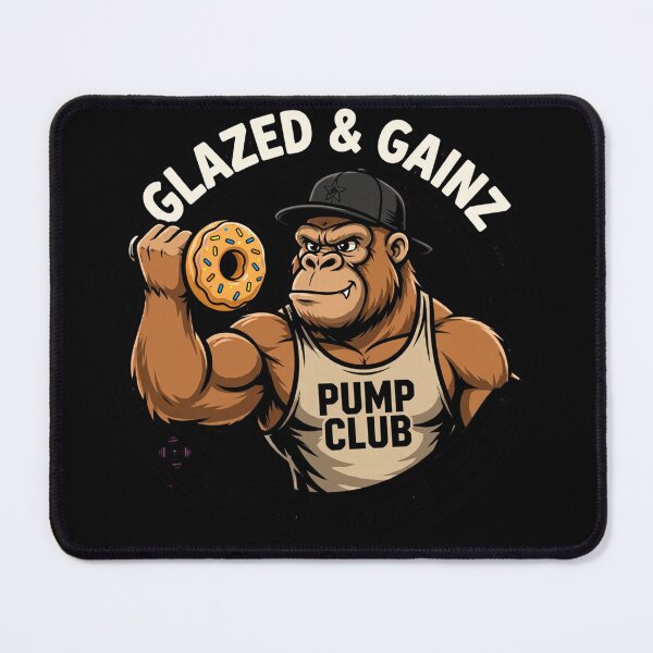 Item preview, Funny Gym Shirt Glazed And Gainz Pump Club Shirt | Gorilla Lifting Donut Workout Tee | Lift Eat Repeat Fitness Gift For Him designed and sold by StrongEveryDayStore.