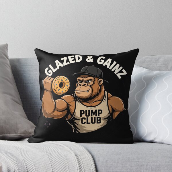 Item preview, Funny Gym Shirt Glazed And Gainz Pump Club Shirt | Gorilla Lifting Donut Workout Tee | Lift Eat Repeat Fitness Gift For Him designed and sold by StrongEveryDayStore.
