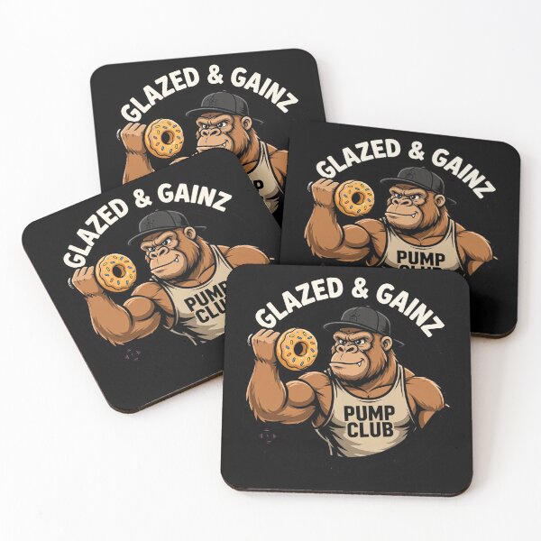 Item preview, Funny Gym Shirt Glazed And Gainz Pump Club Shirt | Gorilla Lifting Donut Workout Tee | Lift Eat Repeat Fitness Gift For Him designed and sold by StrongEveryDayStore.