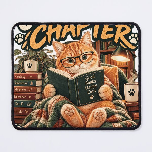 Item preview, One More Chapter Book Lover Cat Cozy Reading Cat Design designed and sold by TeeVibeHaus.
