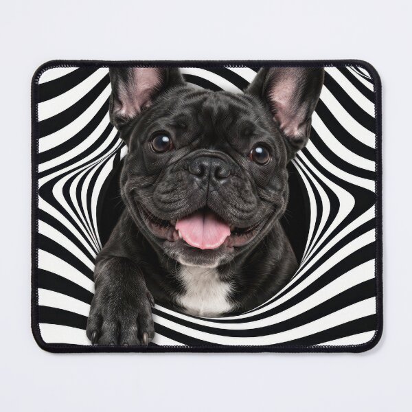 Item preview, French Bulldog in am Optical Illusion Striped Hole designed and sold by Maria Dryfhout.