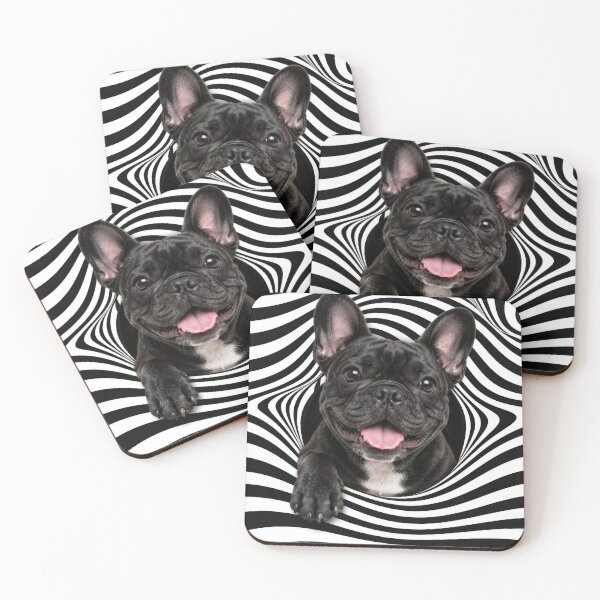 Item preview, French Bulldog in am Optical Illusion Striped Hole designed and sold by Maria Dryfhout.