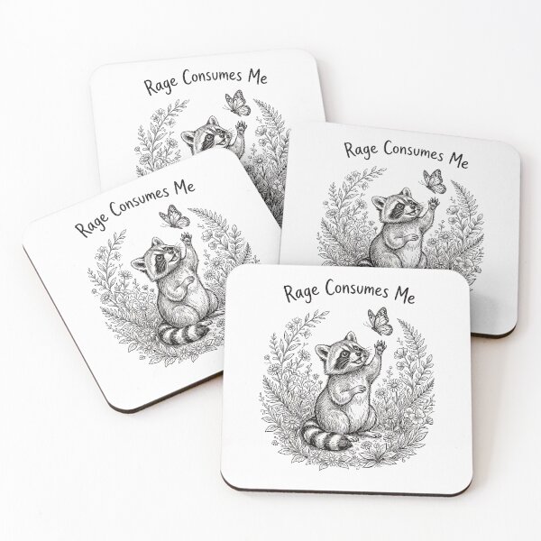Item preview, Funny cute Rage Consumes Me Raccoon with Flowers Humor  designed and sold by Byhergawaa.