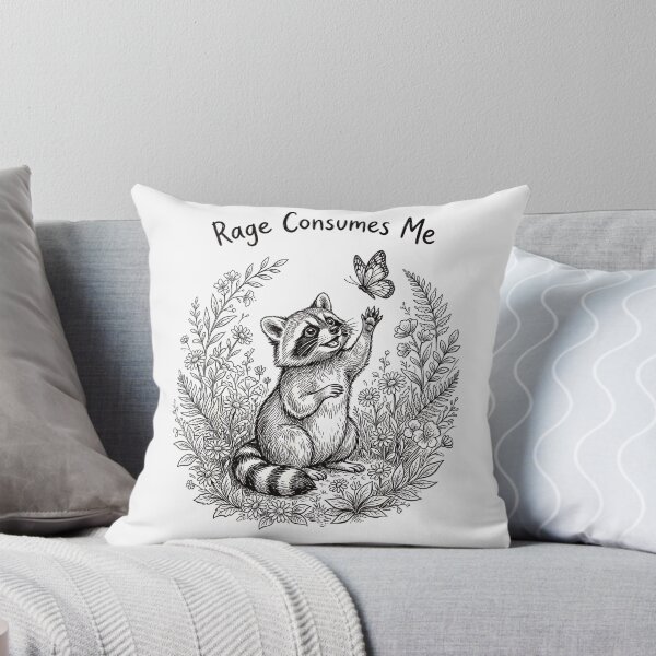 Item preview, Funny cute Rage Consumes Me Raccoon with Flowers Humor  designed and sold by Byhergawaa.