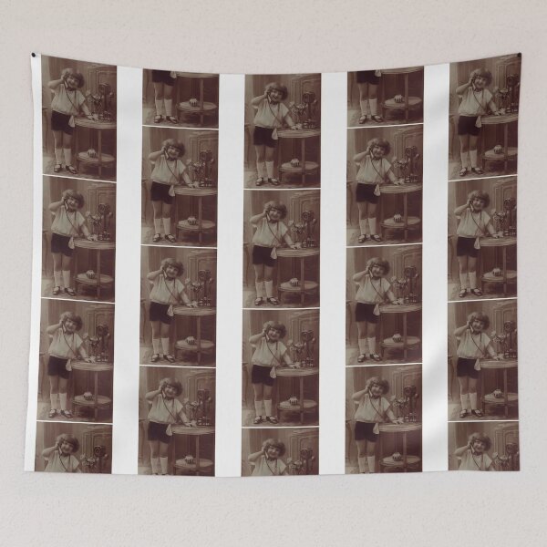 Item preview, Vintage Sepia Child With A Phone Photography designed and sold by ellia-matheny.