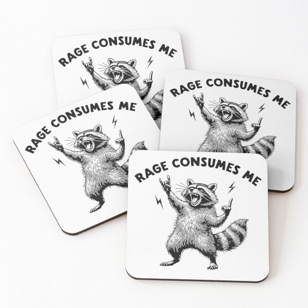 Item preview, Funny cute Rage Consumes Me Raccoon with Flowers Humor  designed and sold by Byhergawaa.