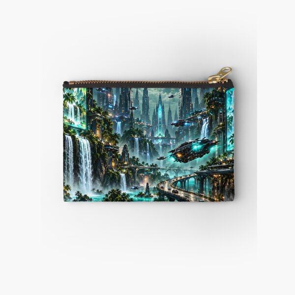 Item preview, Futuristic Cyberpunk City Under Full Moon – Sci-Fi Space City designed and sold by IRON SIREN.