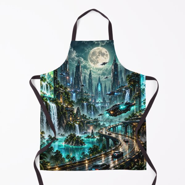 Item preview, Futuristic Cyberpunk City Under Full Moon – Sci-Fi Space City designed and sold by IRON SIREN.