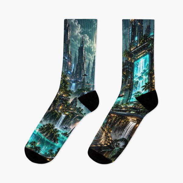 Item preview, Futuristic Cyberpunk City Under Full Moon – Sci-Fi Space City designed and sold by IRON SIREN.