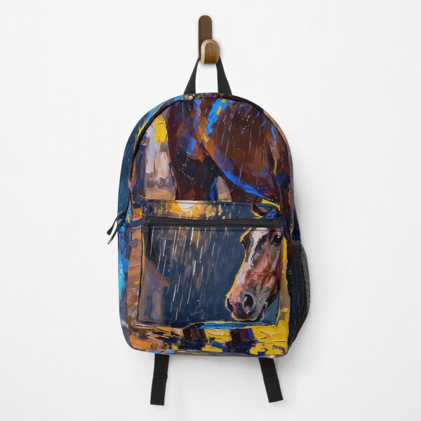 Item preview, Neon Brown Horse in Rainy City Street Impressionist designed and sold by KAMOCHI Art.
