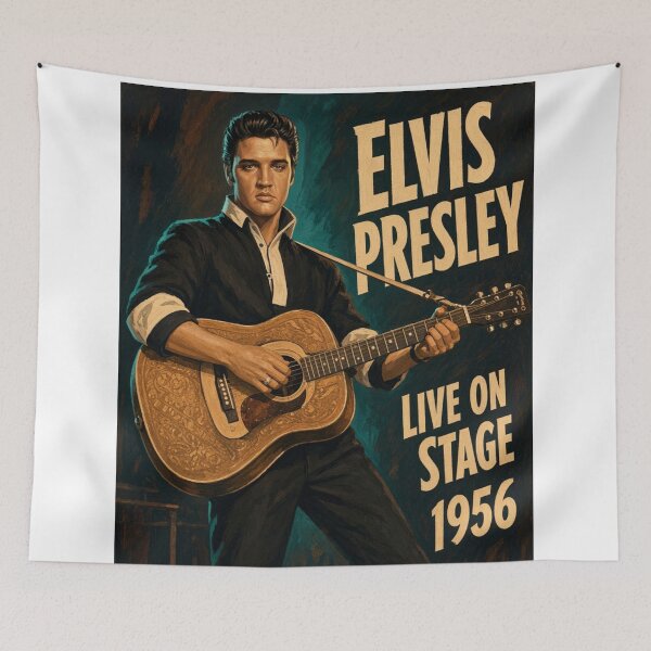 Item preview, Elvis Presley Live on Stage 1956 Vintage Rockabilly Poster designed and sold by ElvisVintagePosters.