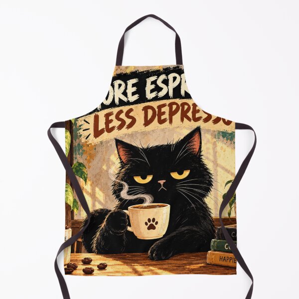 Item preview, More Espresso Less Depresso Black Cat Coffee | Funny Coffee Lover Gift designed and sold by AbstractAuraArt.