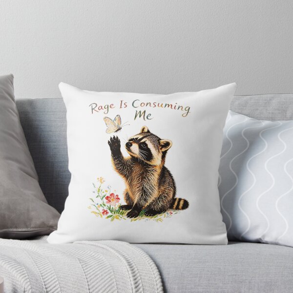 Item preview, Funny cute Rage Consumes Me Raccoon with Flowers Humor  designed and sold by Byhergawaa.
