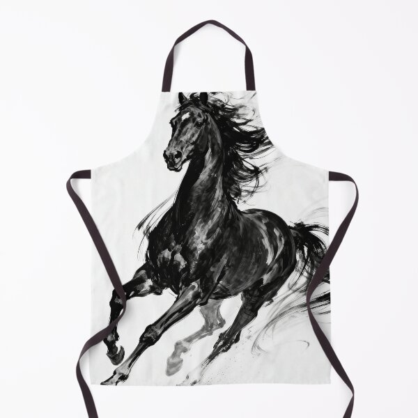 Item preview, Dynamic Running Black Horse Ink Wash Painting designed and sold by KAMOCHI Art.