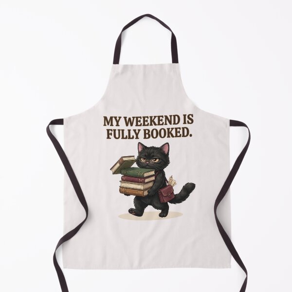 Item preview, My Weekend Is Fully Booked – Bookish Black Cat designed and sold by NadinArtStudio.